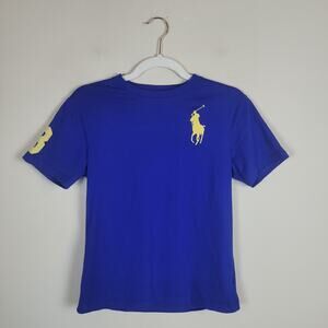 Polo Ralph Lauren T-Shirt Boys 10-12 Medium Blue Big Pony Tee Crewneck Preppy